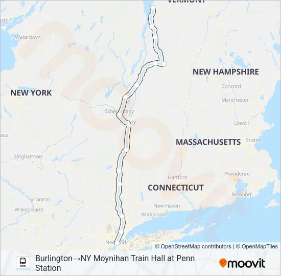 ETHAN ALLEN EXPRESS Train Line Map