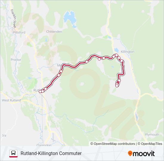 RUTLAND-KILLINGTON COMMUTER Bus Line Map