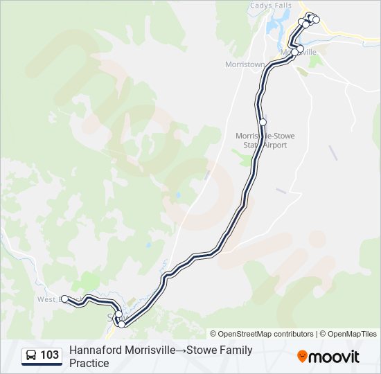 Mapa de 103 de autobús