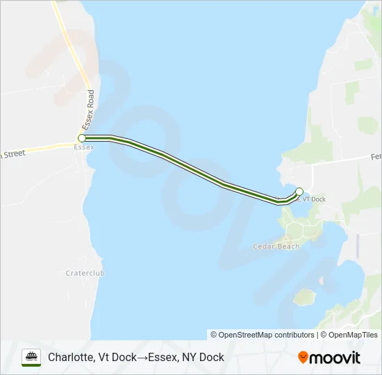 CHARLOTTE, VT – ESSEX, NY Ferry Line Map