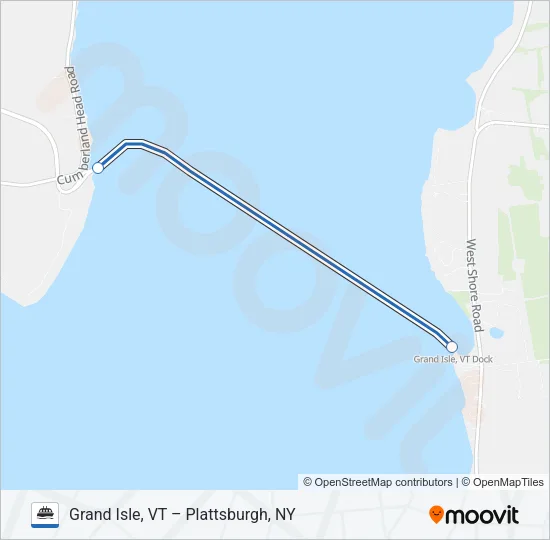 GRAND ISLE, VT – PLATTSBURGH, NY Ferry Line Map