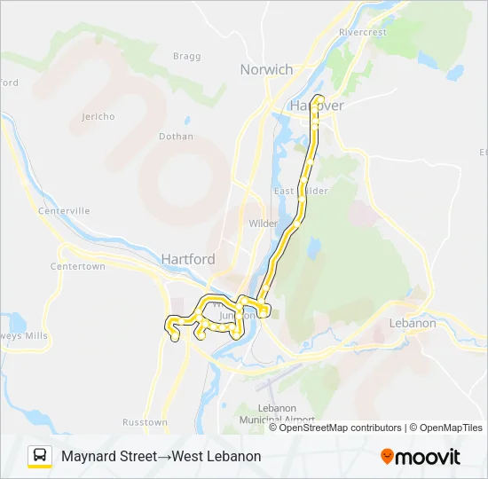 YELLOW ROUTE Bus Line Map