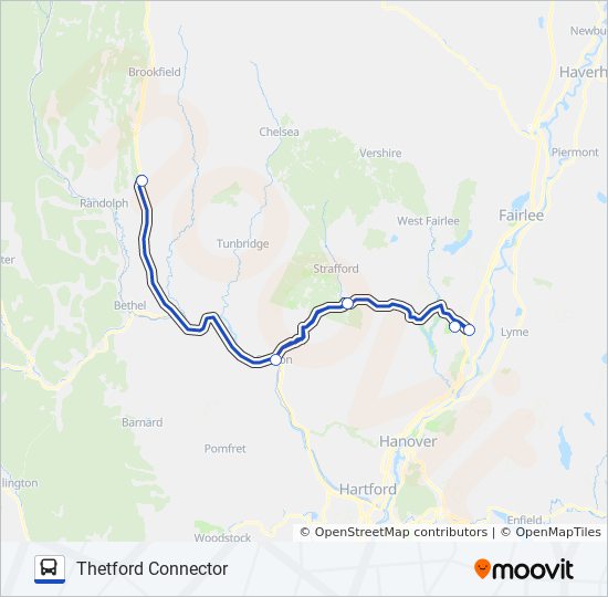 Mapa de THETFORD CONNECTOR de autobús