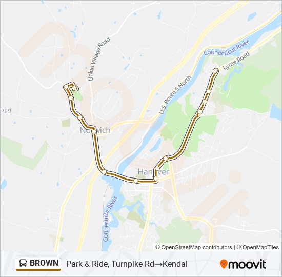 BROWN bus Line Map