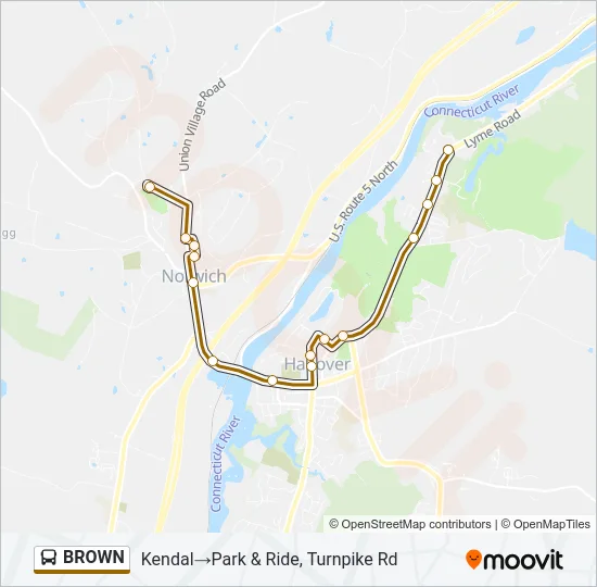 BROWN Bus Line Map