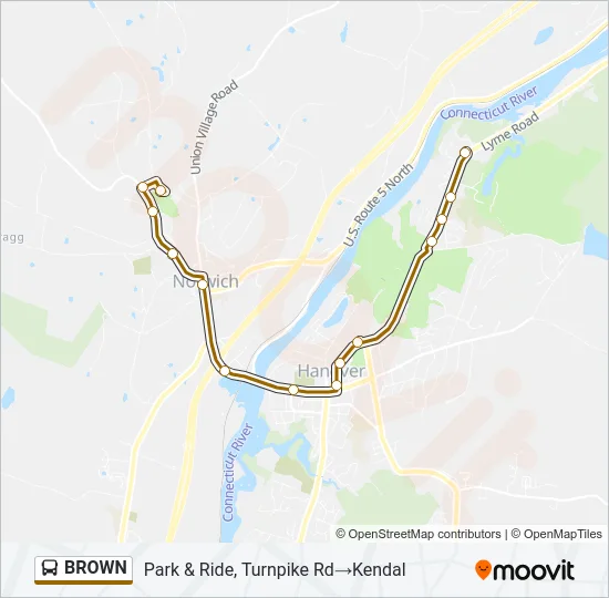 BROWN Bus Line Map