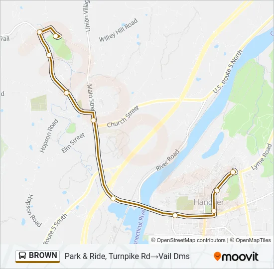 BROWN Bus Line Map