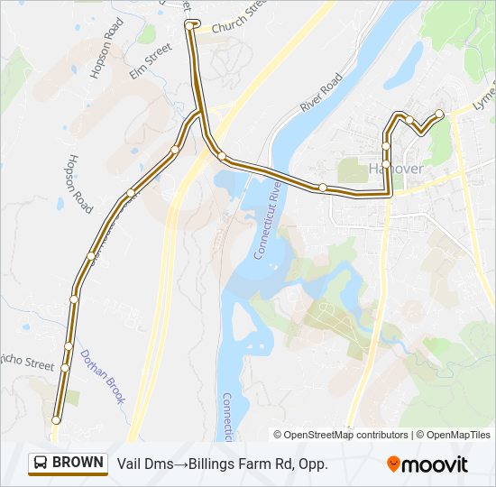 BROWN bus Line Map