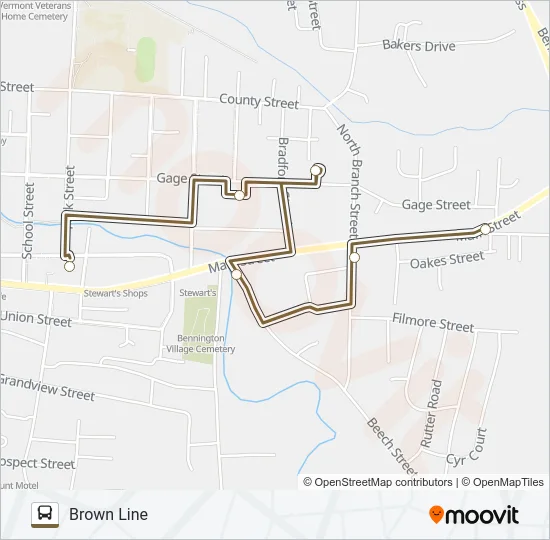 BROWN LINE Bus Line Map