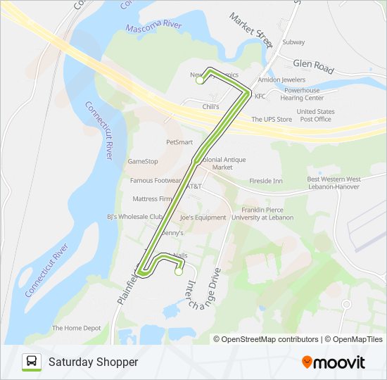 SATURDAY SHOPPER bus Line Map