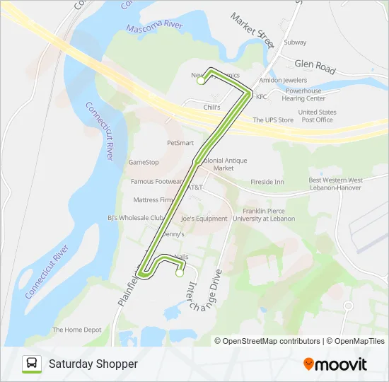 SATURDAY SHOPPER Bus Line Map