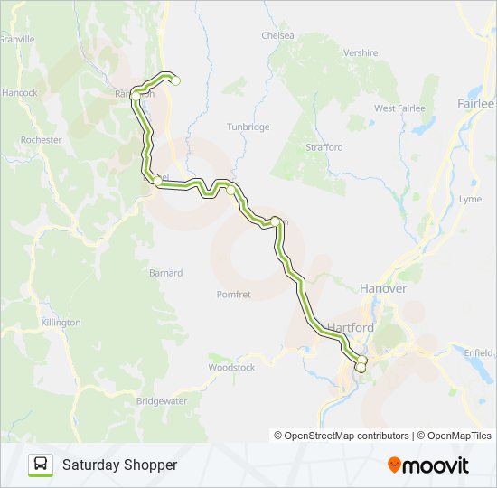 SATURDAY SHOPPER bus Line Map