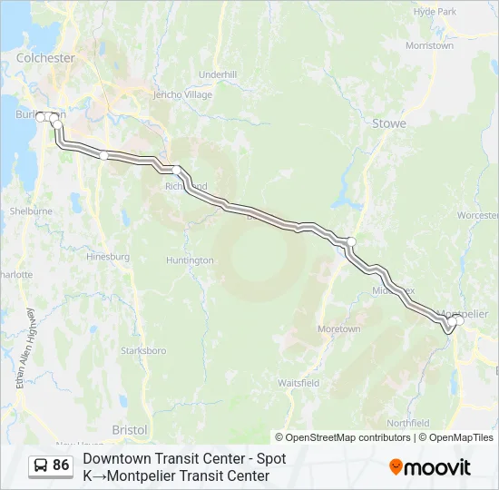 86 Bus Line Map