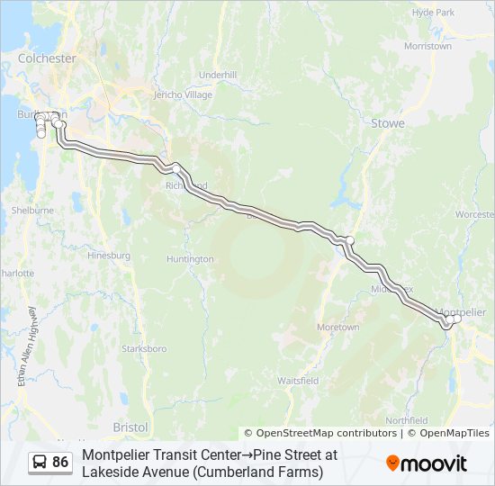 86 Bus Line Map