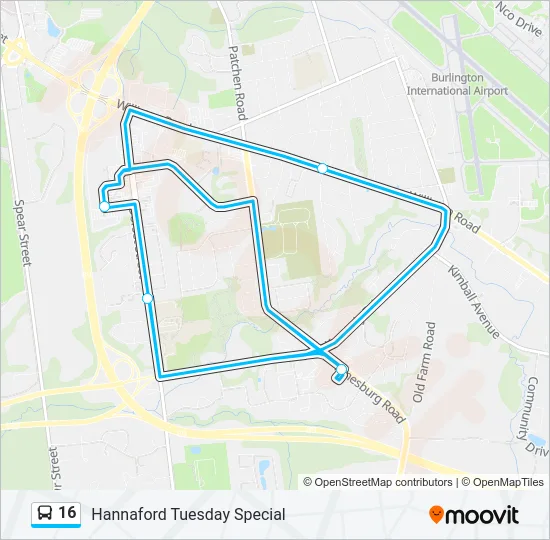 16 Bus Line Map