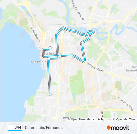 344 Route: Schedules, Stops & Maps - Champlain School (Pine  Street)‎→Downtown Transit Center - B, D, F, H, J (Updated)
