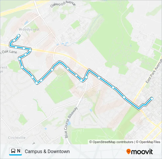 N Bus Line Map