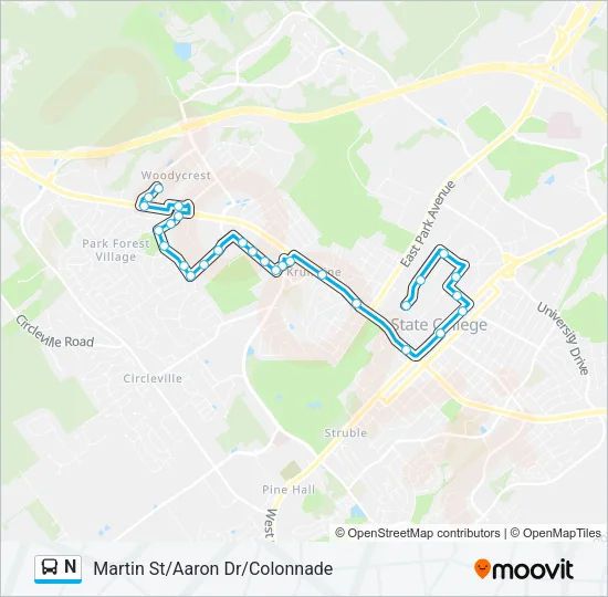 N Bus Line Map