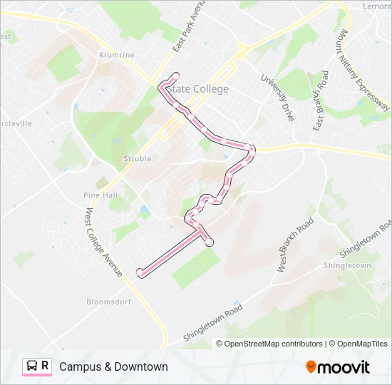 R Bus Line Map