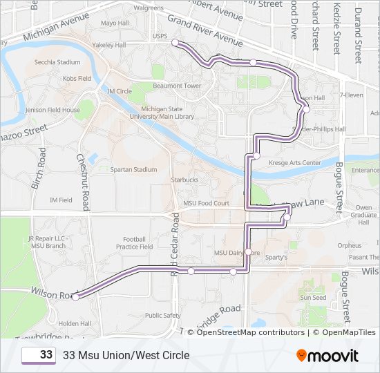 33 bus Line Map