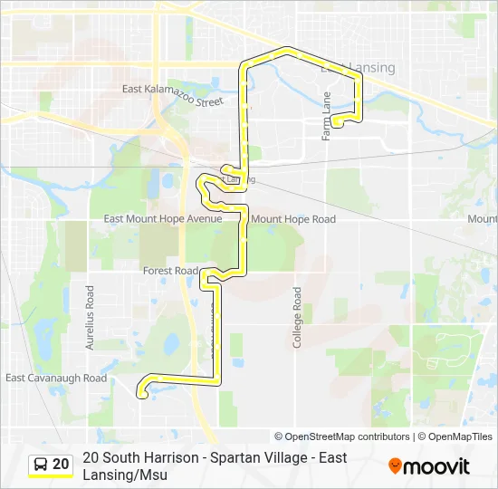 Msu Bus Routes 20 Route: Schedules, Stops & Maps - 20 South Harrison - Spartan Village ...