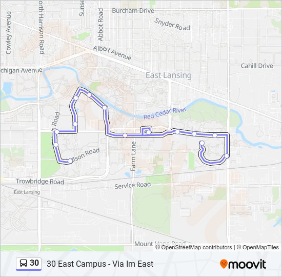 30 bus Line Map