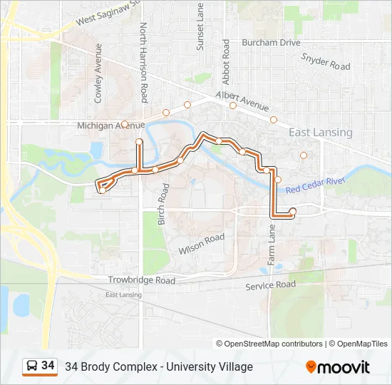 34 Bus Line Map