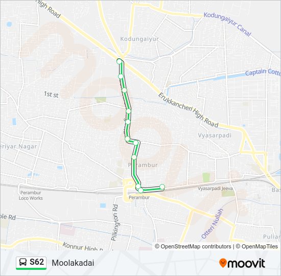 S62 bus Line Map