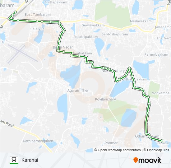 105A Bus Line Map