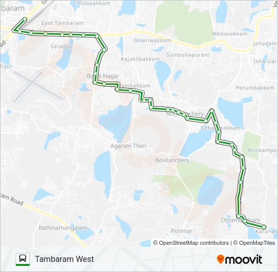 105A Bus Line Map
