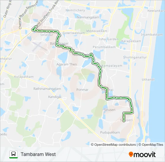 105A Bus Line Map