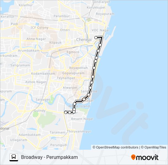 102P Bus Line Map