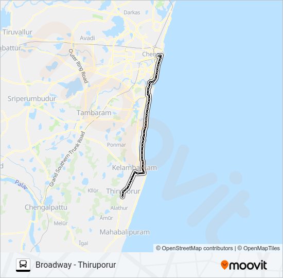 109X bus Line Map