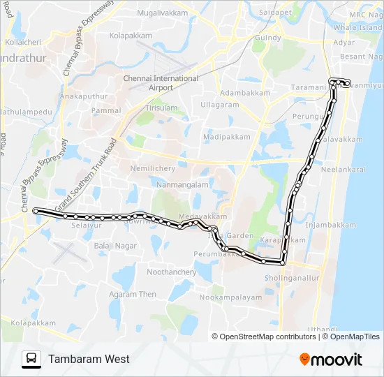 95W Bus Line Map