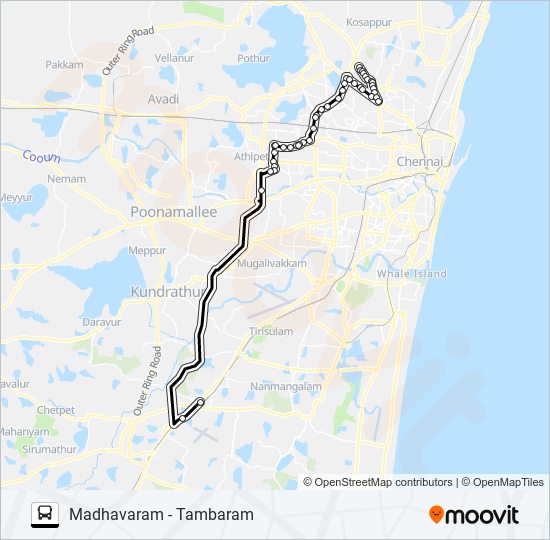 104M bus Line Map