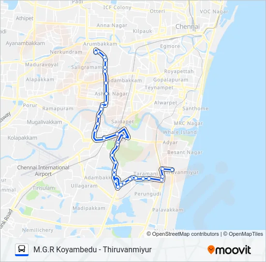 M70 Bus Line Map