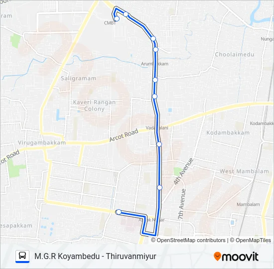 M70 Bus Line Map