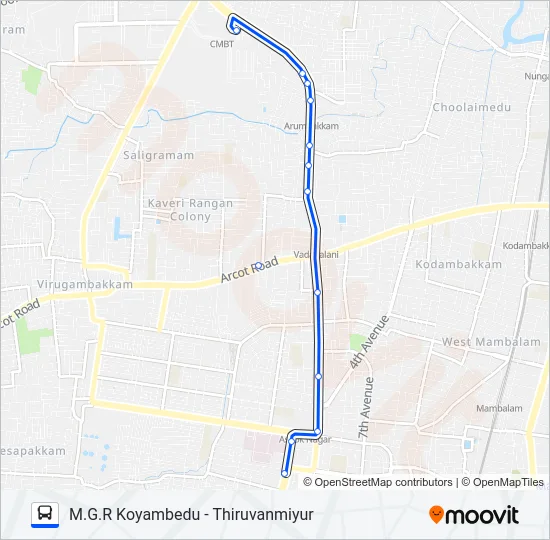 M70 Bus Line Map