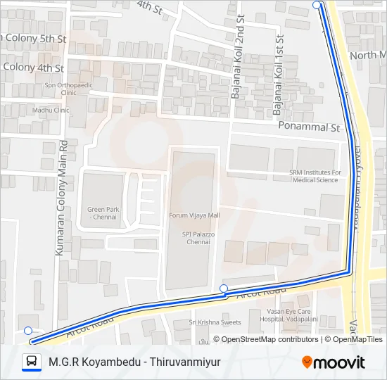 M70 Bus Line Map
