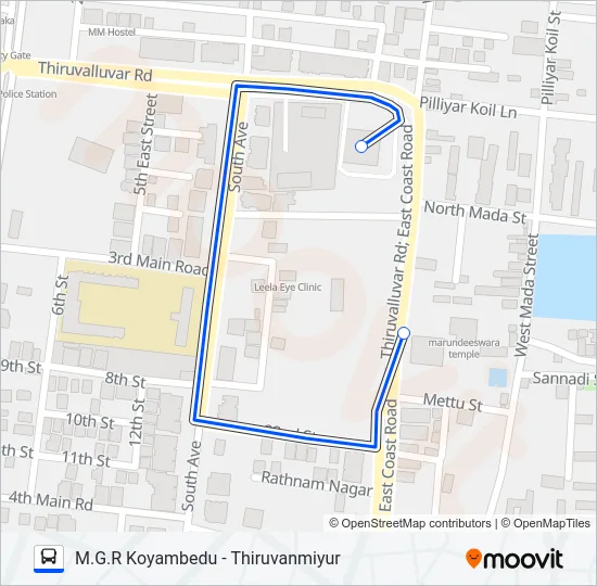 M70 Bus Line Map