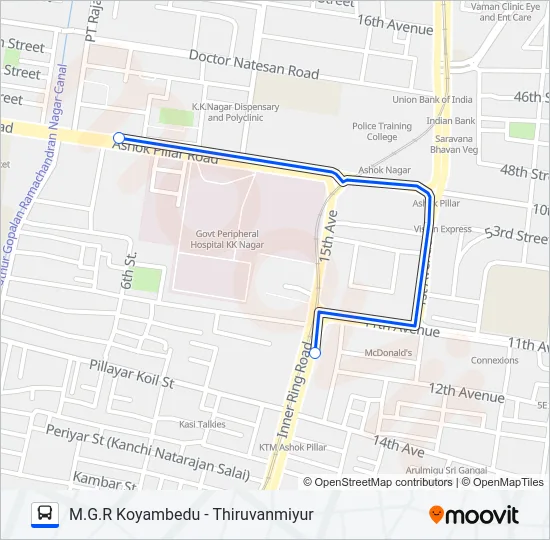 M70 Bus Line Map