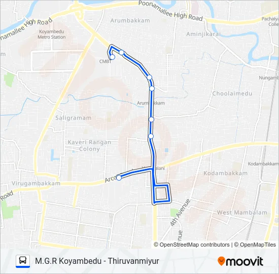 M70 Bus Line Map