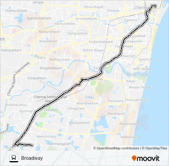 500ET Bus Line Map