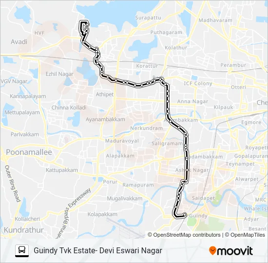 B70CT Bus Line Map