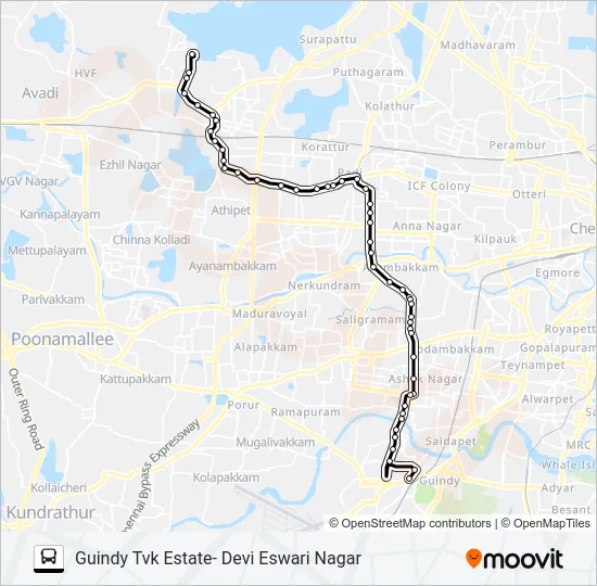B70CT Bus Line Map