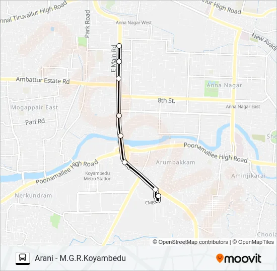 114D Bus Line Map