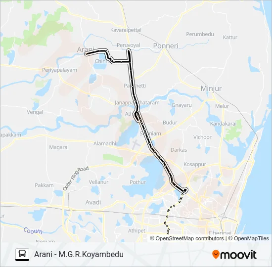 114D Bus Line Map