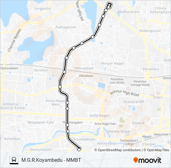 121CT bus Line Map