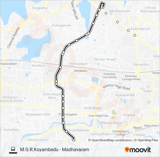 121M Bus Line Map