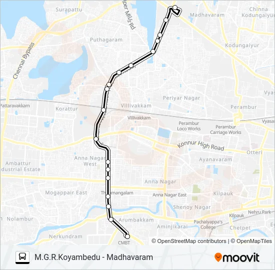 121M Bus Line Map